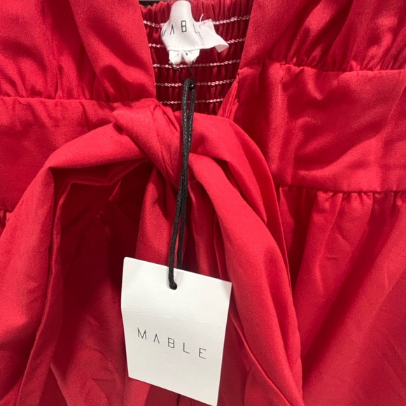 MABLE Red Sleeveless Tie-Front Dress | Medium - Picture 4 of 5